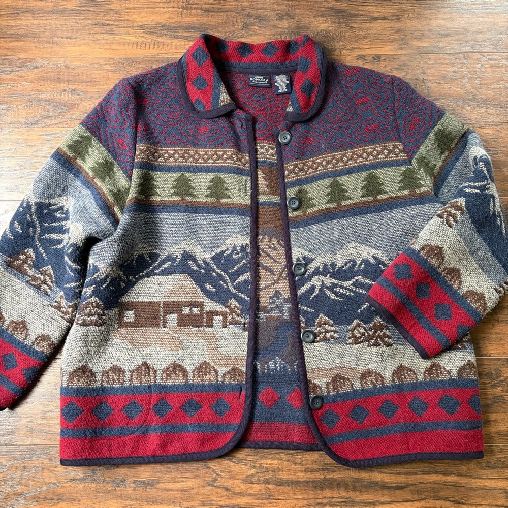Vintage Wool Blend Mountain Cabin Western Jacket - Picture 2 of 13